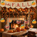 Fall Decorations Set, 9pc Hanging Swirls & Hello Fall Banner, Autumn Garland Decor