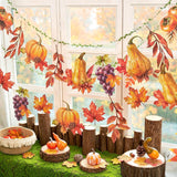 2pc Fall Harvest Garland Set, Pumpkin Maple Leaf Bunting (9.8FT)