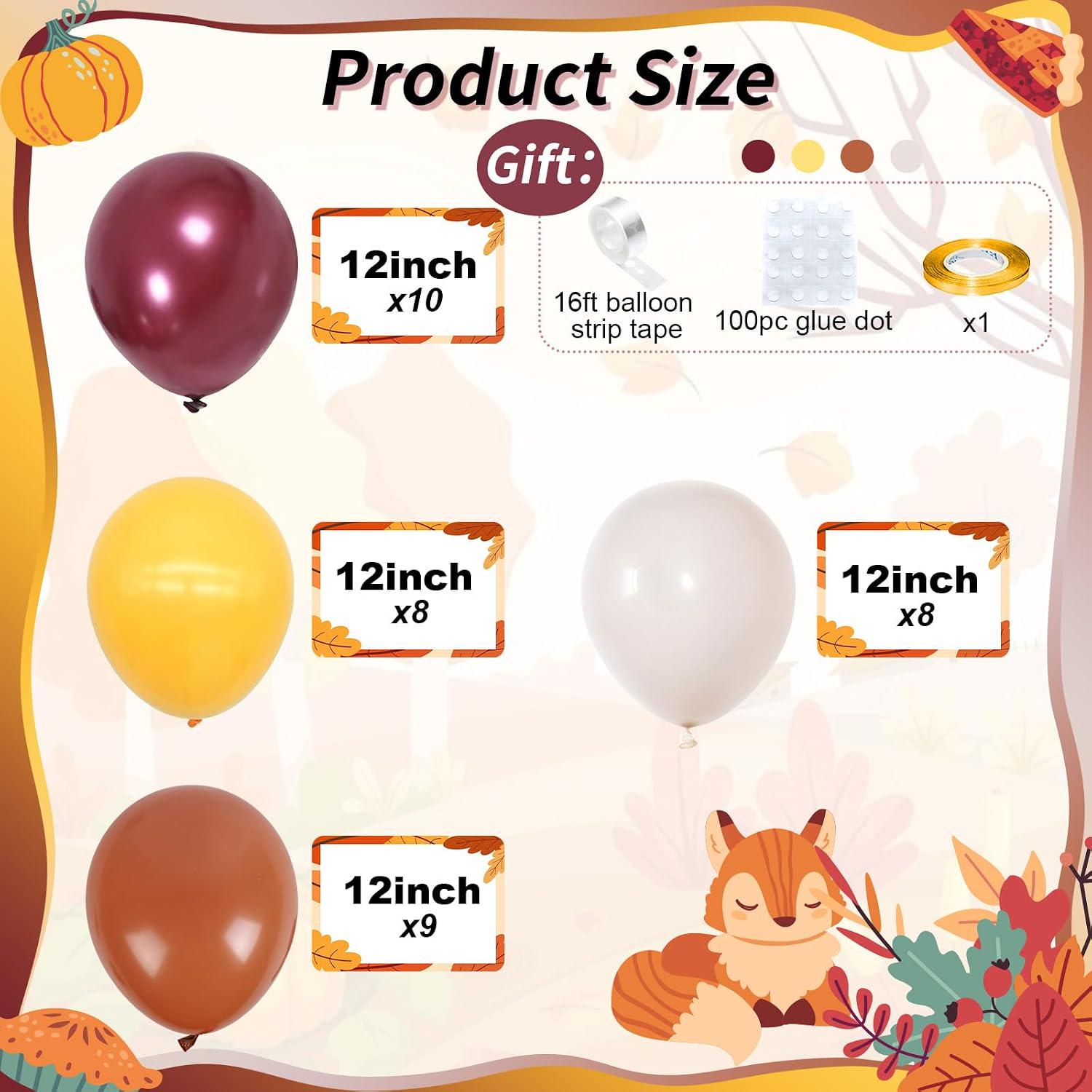 35pc Autumn Latex Balloon Set, Burnt Orange, Burgundy, Yellow, White (Party Decor)