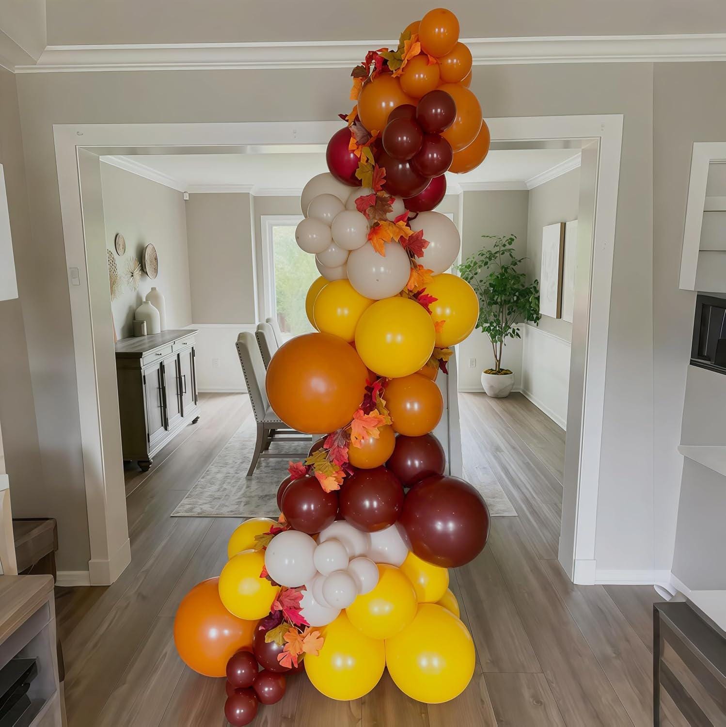 35pc Autumn Latex Balloon Set, Burnt Orange, Burgundy, Yellow, White (Party Decor)
