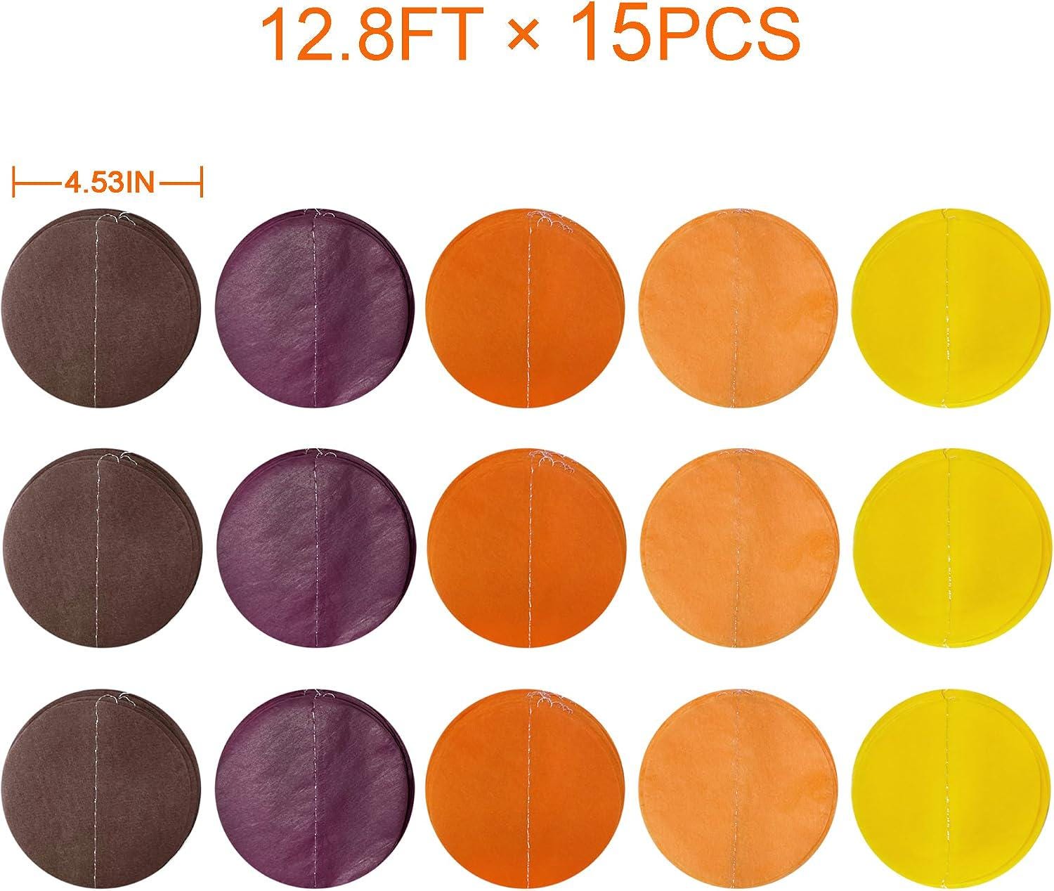 192FT Fall Circle Dot Garland, Ombre Autumn Party Backdrop (15 Strings)