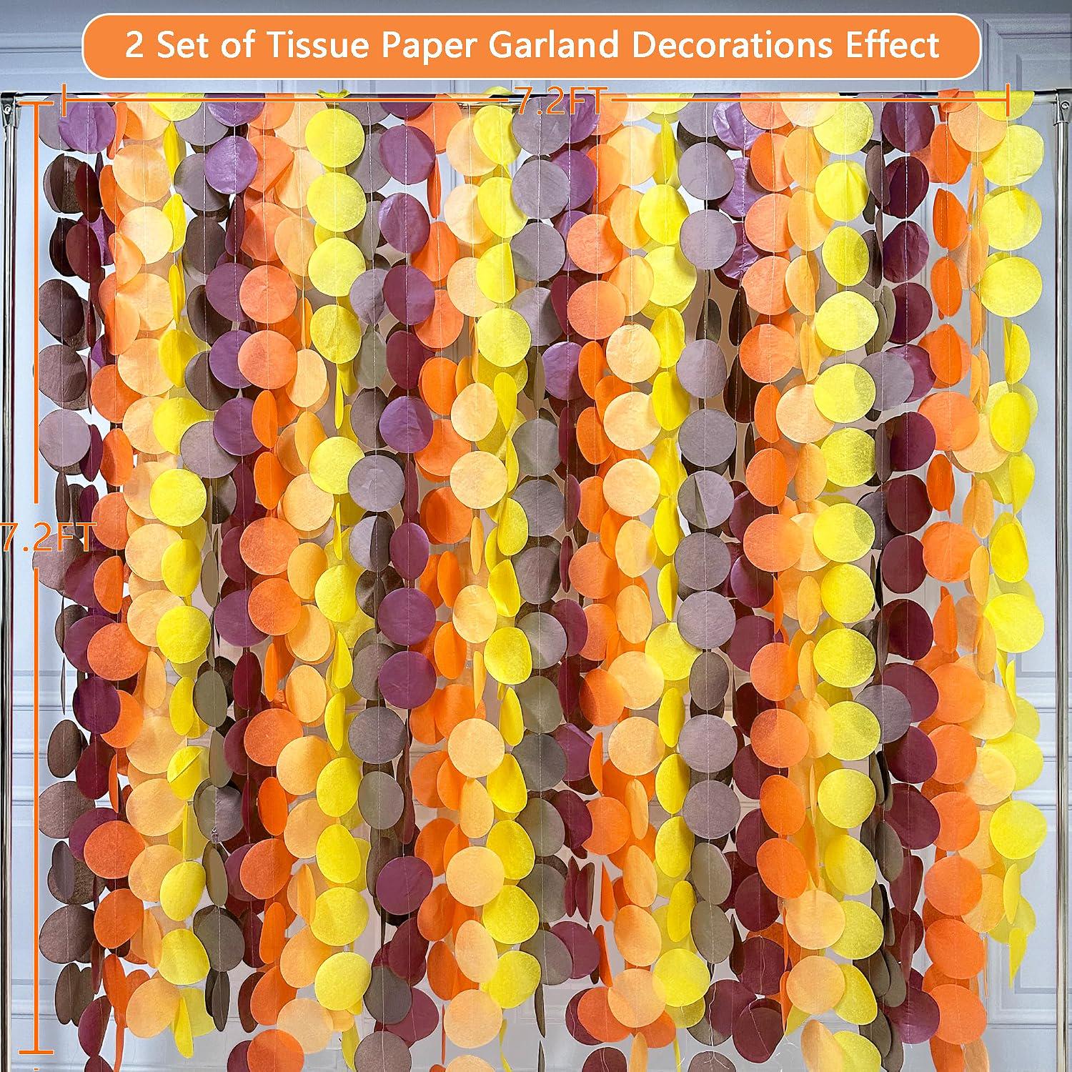 192FT Fall Circle Dot Garland, Ombre Autumn Party Backdrop (15 Strings)