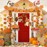 Glitter Fall Party Decorations Set, Pumpkin Maple Leaf Garland, Autumn Swirls (PVC, Cardboard)