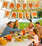 Happy Fall Banner, Rustic Harvest Garland, Pumpkin Bunting (6.6ft Rope)