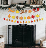 Glitter Fall Banner, Leaf Pumpkin Garland, Autumn Thanksgiving Decor (Set)