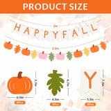 Happy Fall Felt Pumpkin Leaf Garland, Autumn Thanksgiving Decor (20pc Set)