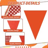 33FT Fall Gingham Pennant Banner, Green Orange Plaid Triangle Bunting Garland