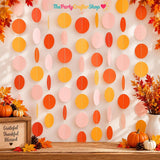 Groovy Pink Orange Paper Garland, 52FT Party Streamers, Fall Wedding Decor