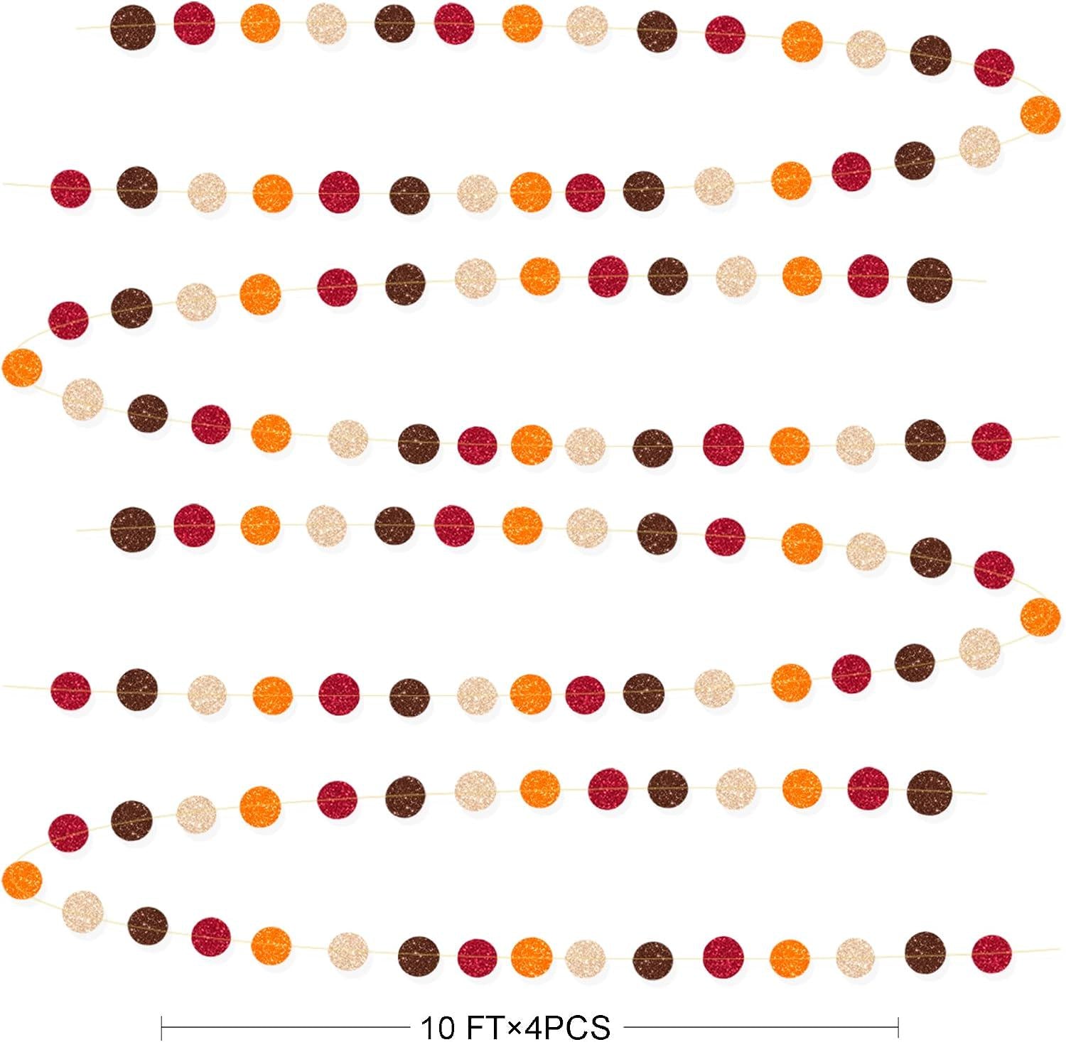 Glitter Polka Dot Garland, Autumn Fall Party Decor (40ft)