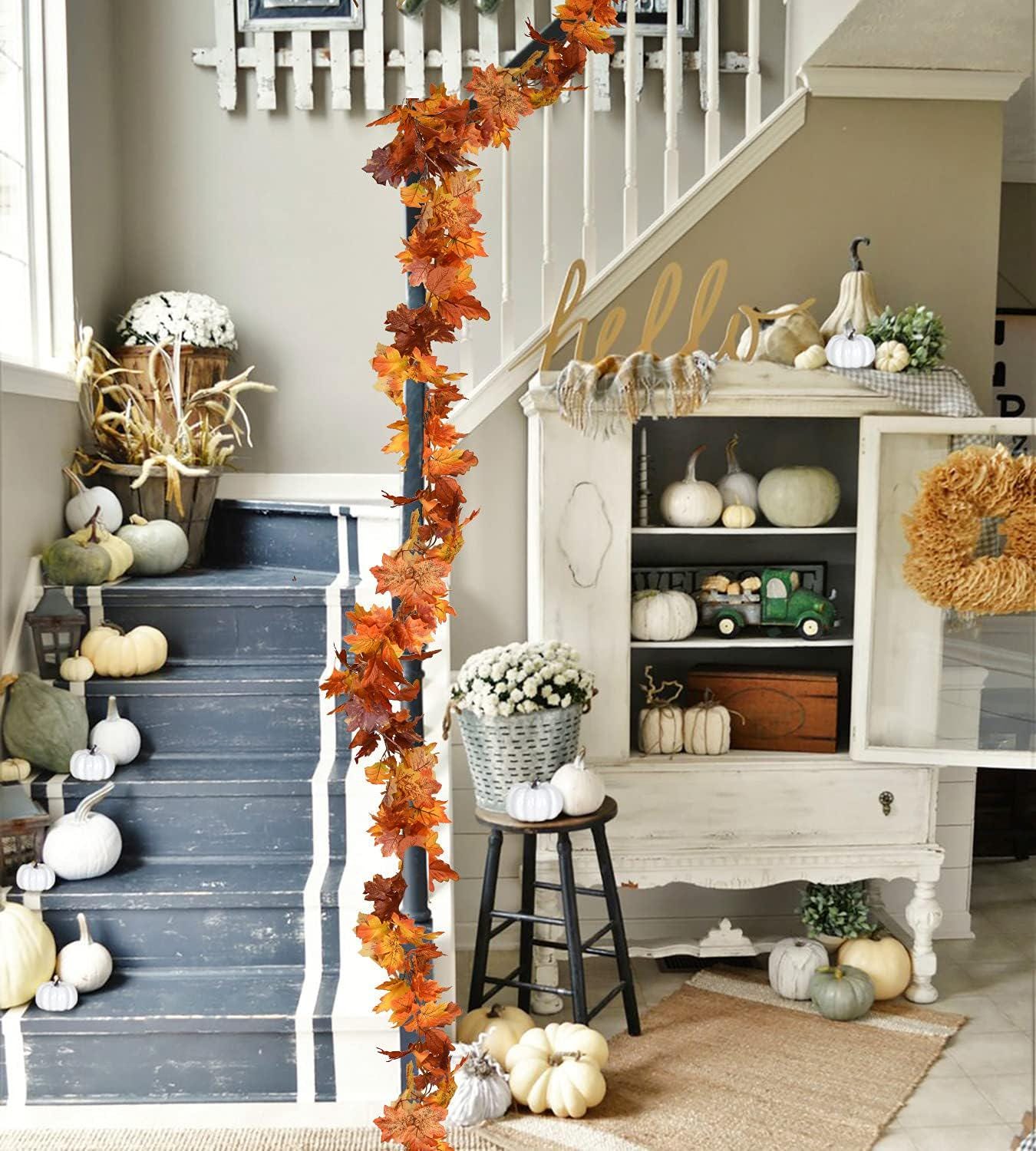 2 Pack Fall Maple Leaf Garland, 5.9FT Autumn Vine, Thanksgiving Wedding Decor