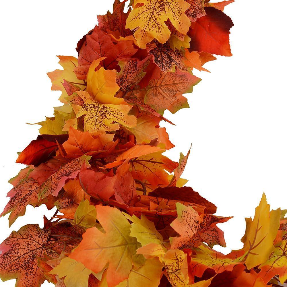 2-Pack Fall Maple Leaf Garland, 5.9FT Orange Autumn Vine, Thanksgiving Christmas Mantel Decor