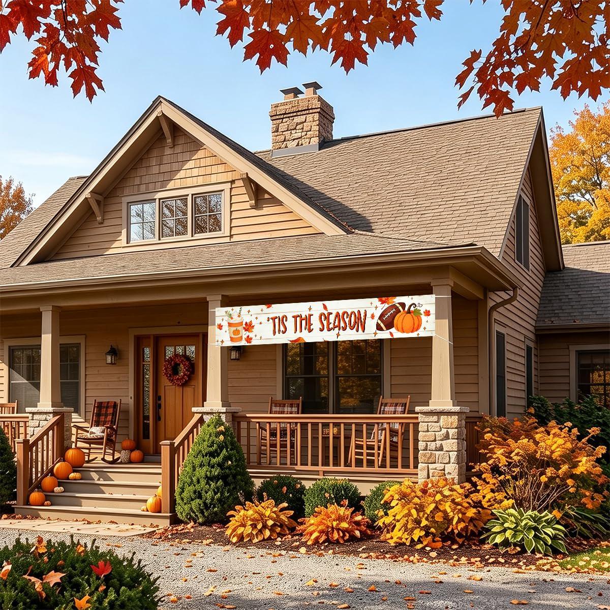 Fall Porch Banner, Autumn Yard Sign, Harvest Party Decoration (250x45cm)