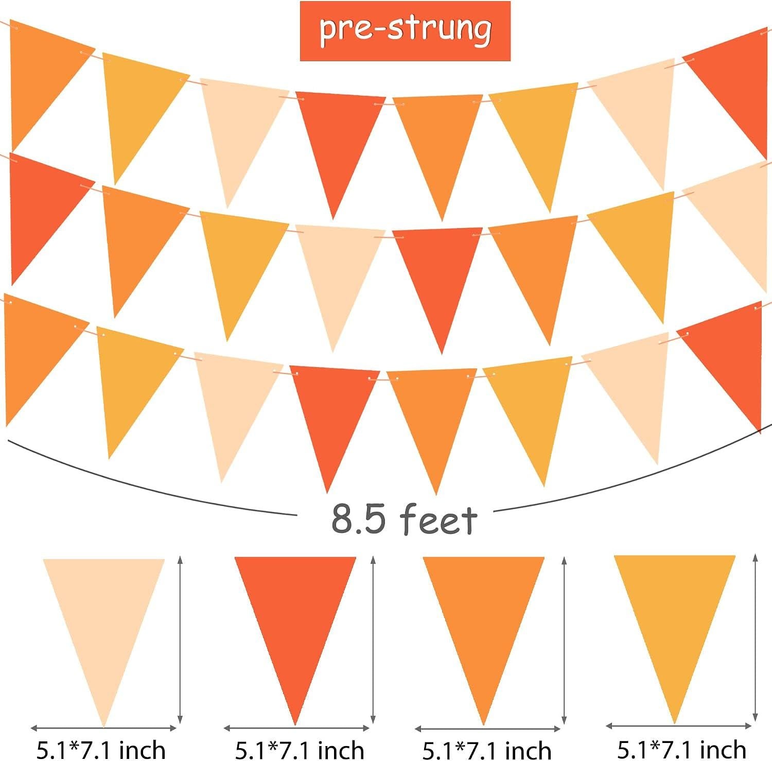 Fall Pennant Garland Set, Autumn Triangle Bunting, Thanksgiving Party Decor