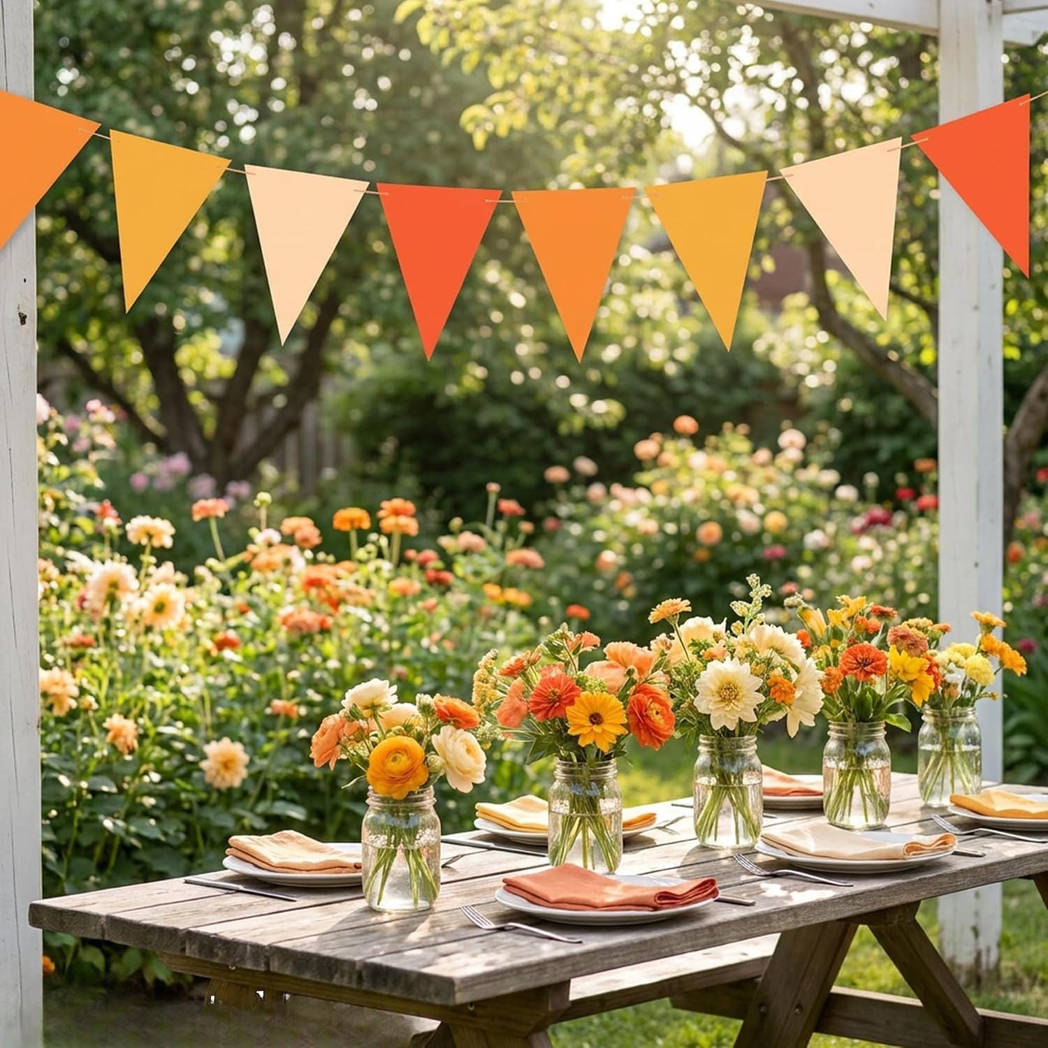 Fall Pennant Garland Set, Autumn Triangle Bunting, Thanksgiving Party Decor