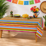Mexican Fiesta Plastic Tablecloth, Disposable Rectangle Table Cover, Birthday Party Decorations