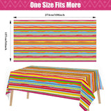 Mexican Fiesta Plastic Tablecloth, Disposable Rectangle Table Cover, Birthday Party Decorations
