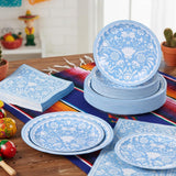 Mexican Fiesta Baby Shower Tableware Set, Blue Floral Paper Plates Napkins (180PCS)