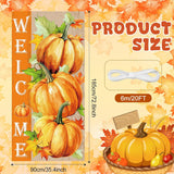 Fall Door Banner, Welcome Autumn Pumpkins, Maple Leaves, Farmhouse Decor