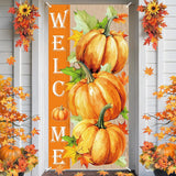 Fall Door Banner, Welcome Autumn Pumpkins, Maple Leaves, Farmhouse Decor