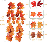 2-Pack Fall Maple Leaf Garland, 5.9FT Artificial Autumn Decor (11.8FT Total)
