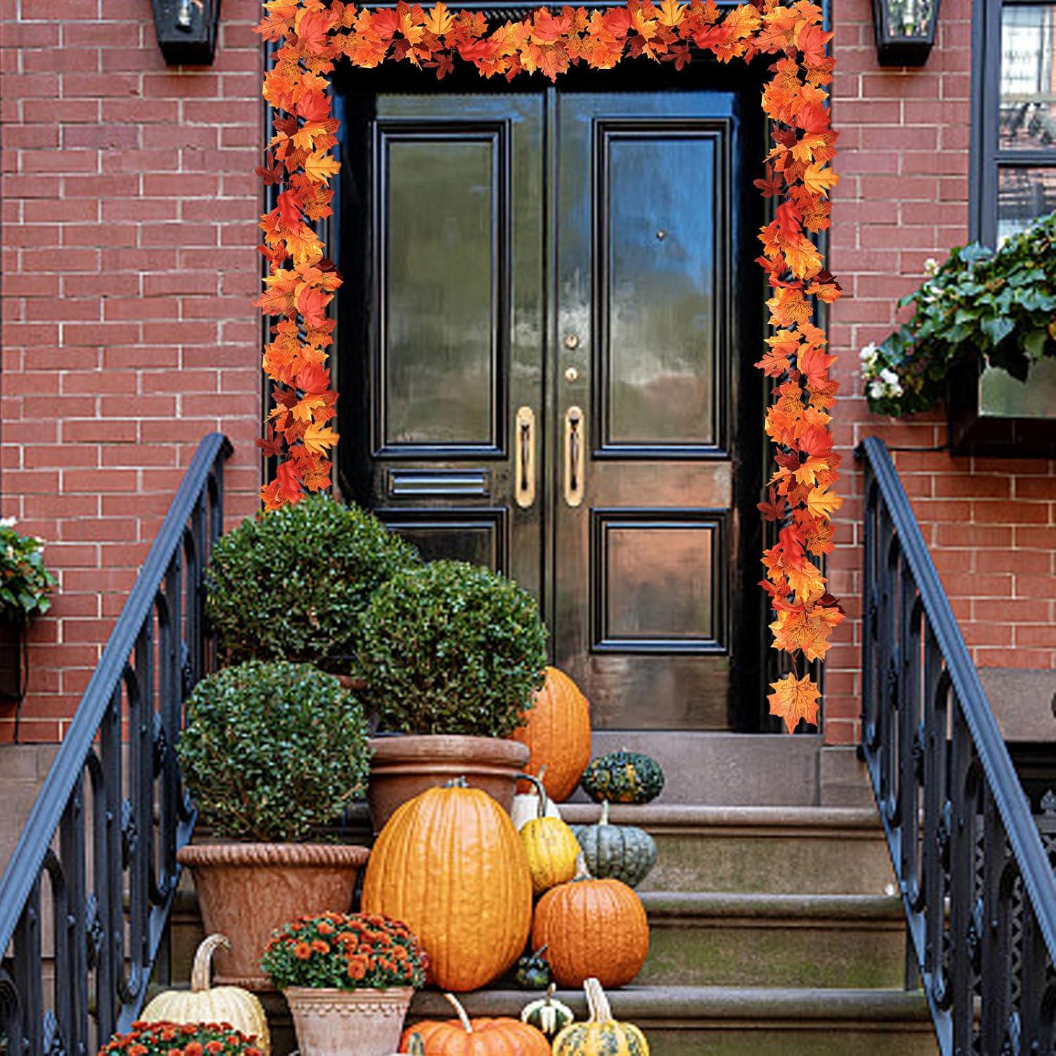 2-Pack Fall Maple Leaf Garland, 5.9FT Artificial Autumn Decor (11.8FT Total)