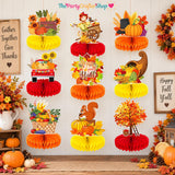 9pc Fall Honeycomb Centerpieces, Thanksgiving Pumpkin Turkey Decorations