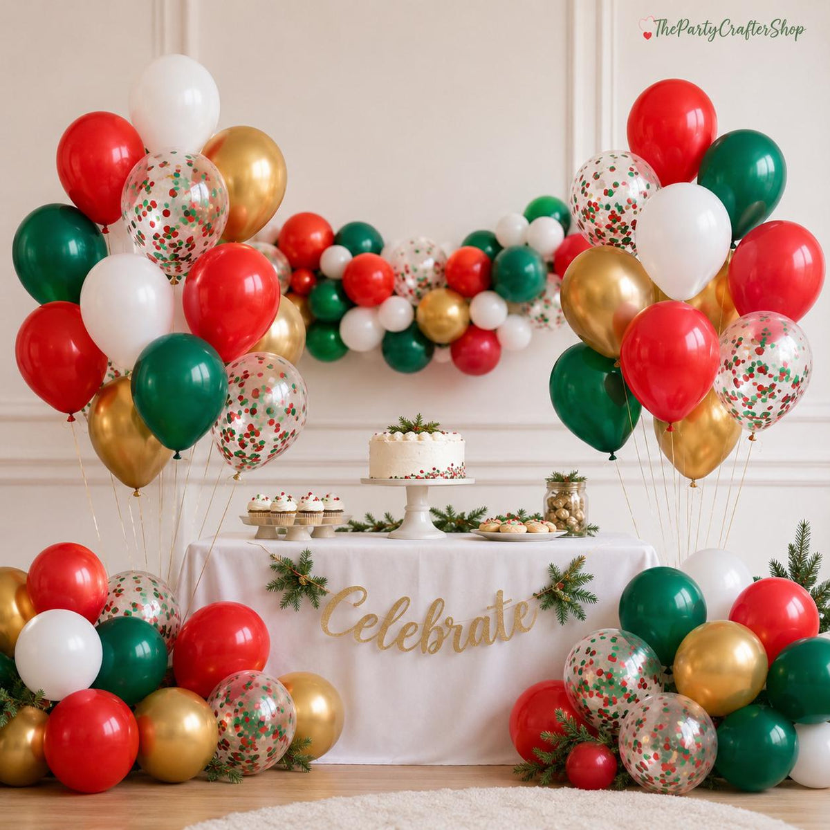 Mexican Independence Day Balloon Garland Kit, Green Red White Gold Fiesta Decorations