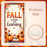 Fall in Love with Learning Door Banner, Pumpkin Sunflower Teacher Backdrop (Washable Polyester)