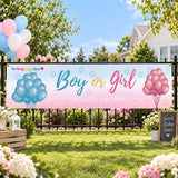 Boy or Girl Gender Reveal Banner, Baby Shower Backdrop, Lawn Party Decor (9.8x1.6FT)
