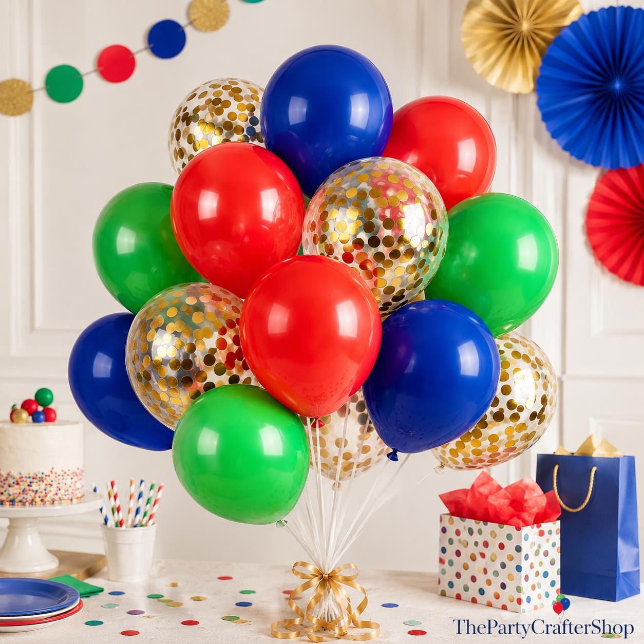 60-Piece Mexican Independence Day Balloons, Red Green Blue Confetti, 12 Inch Fiesta Decorations
