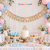 Reusable Burlap Gender Reveal Banner, Rustic Baby Shower Decor (280cm)