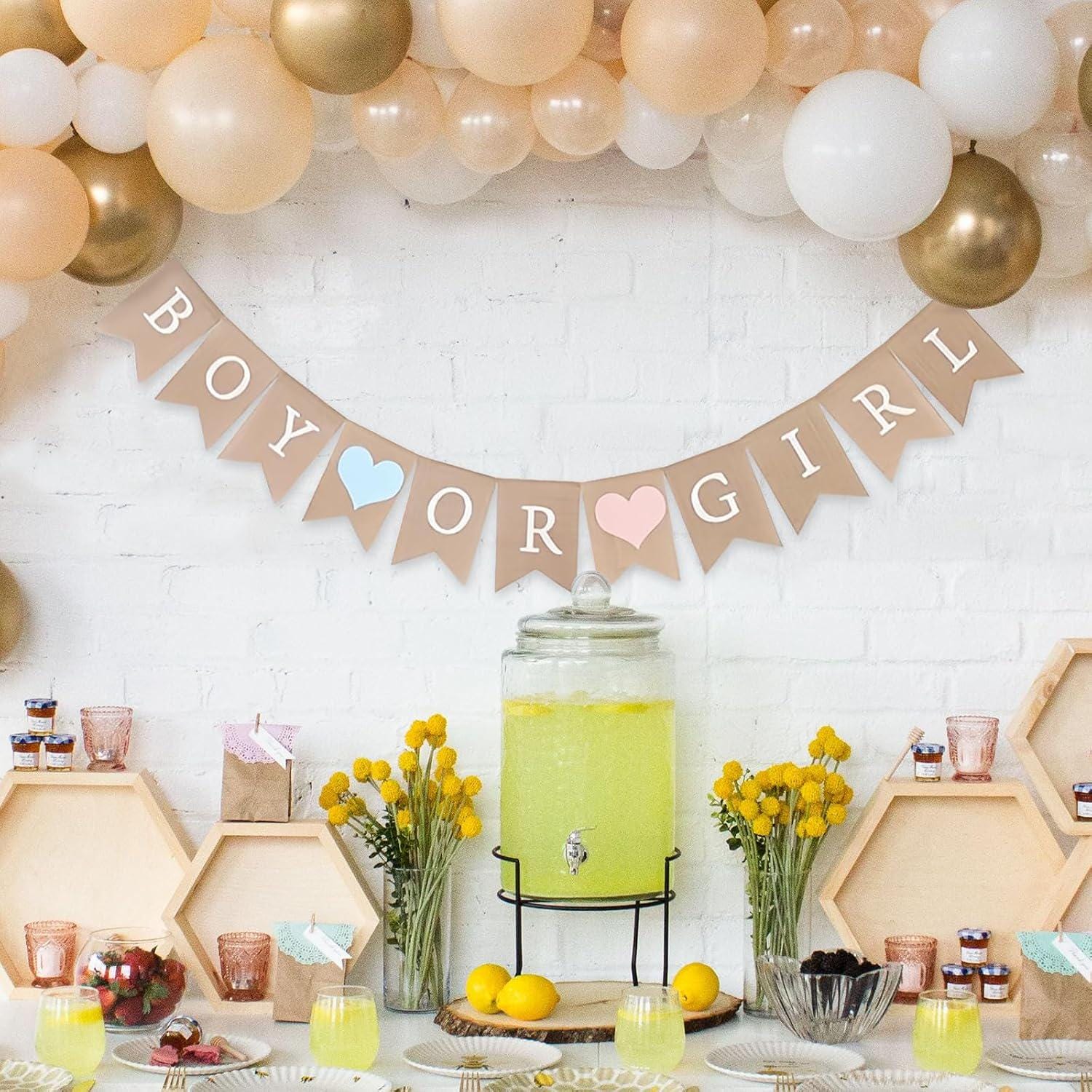 Reusable Burlap Gender Reveal Banner, Rustic Baby Shower Decor (280cm)