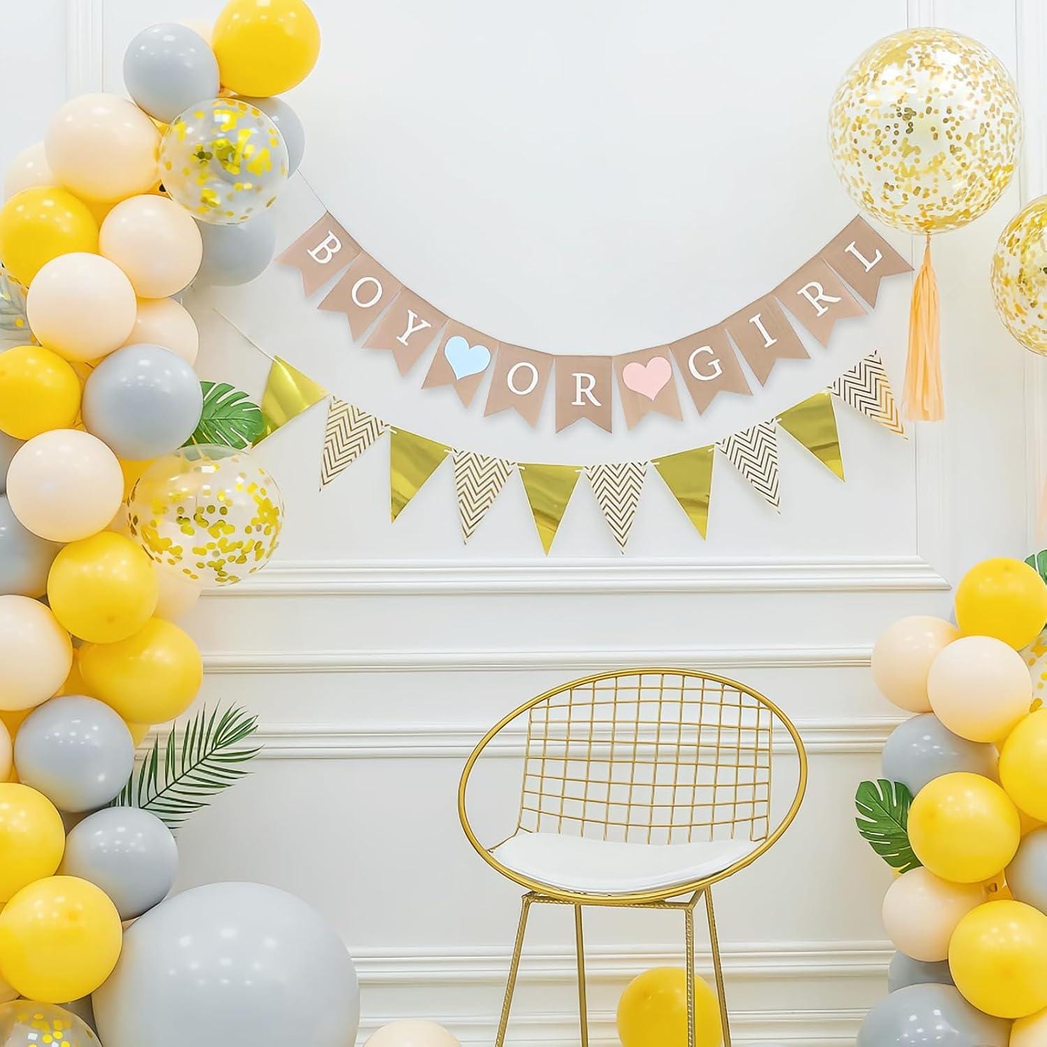 Reusable Burlap Gender Reveal Banner, Rustic Baby Shower Decor (280cm)