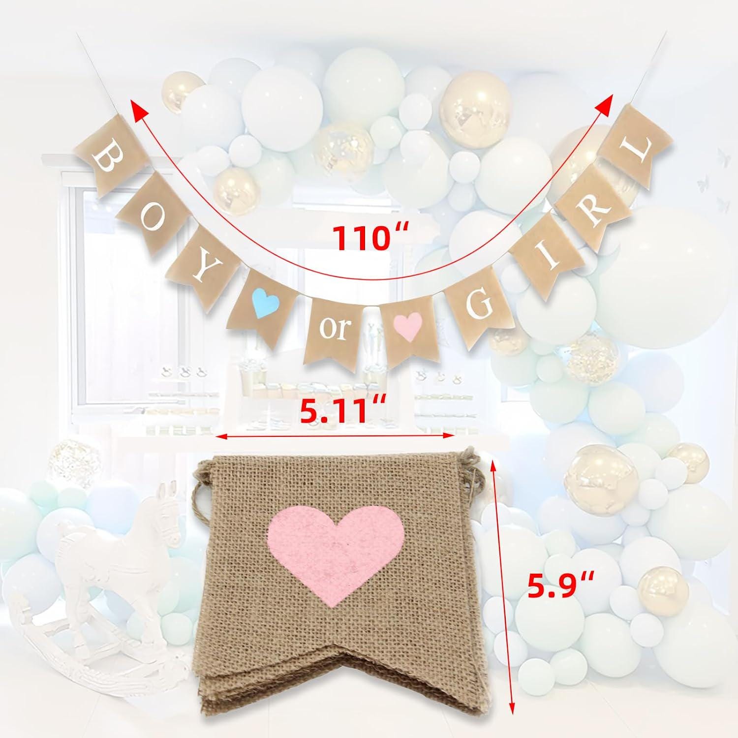 Reusable Burlap Gender Reveal Banner, Rustic Baby Shower Decor (280cm)