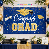 Blue Gold Graduation Banner, Class of 2026 Party Backdrop (70.87x43.3 Inch)