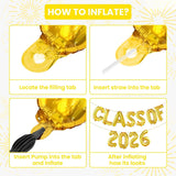 Class of 2026 Gold Foil Balloon Banner Set, 16 Inch Graduation Decorations
