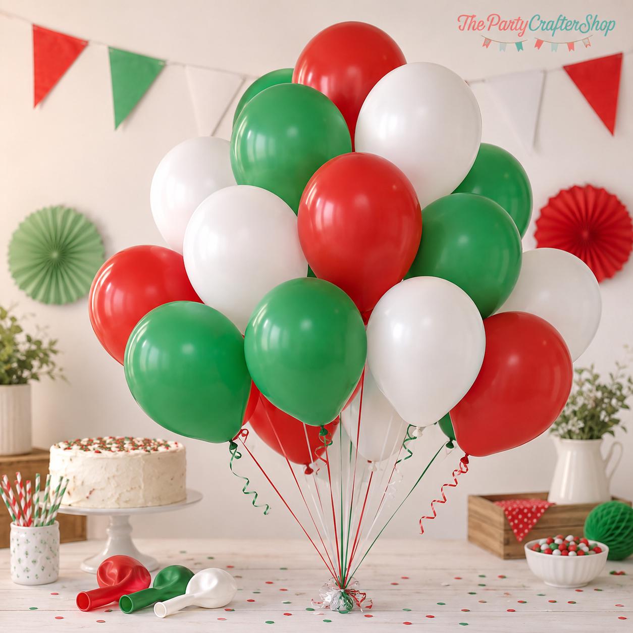 60-Piece Mexican Independence Day Balloon Arch Kit, Red Green White Latex Party Decorations
