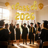 Class of 2026 Graduation Balloon Banner, Gold Foil Party Decorations