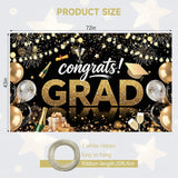 Class of 2026 Graduation Backdrop, Black Gold Congrats Banner (72x43 Inch)