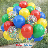 50-Piece Mexican Independence Day Balloons, Red Blue Yellow Green Confetti (12 Inch)