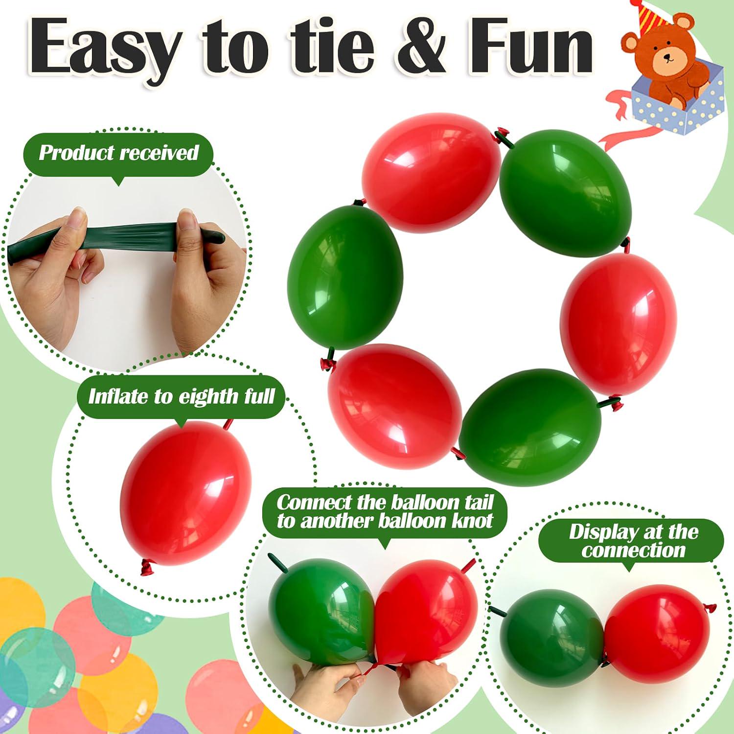 105PCS Red Green Linking Balloons, Mexican Independence Day Arch Kit (6 Inch)