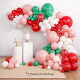 Mexican Independence Day Balloon Arch Kit, Red Pink Green White Latex Balloons (156 Piece)