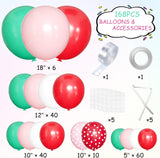 Mexican Independence Day Balloon Arch Kit, Red Pink Green White Latex Balloons (156 Piece)