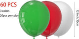 60 Mexican Independence Day Balloons, Red Green White Latex Party Decorations (12 Inch)