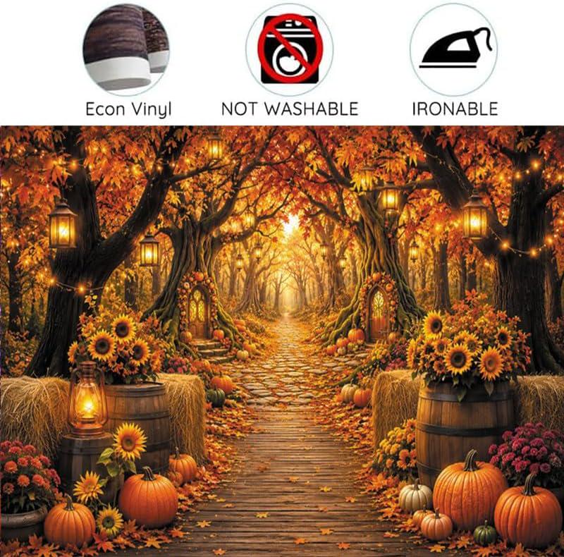 Enchanted Autumn Forest Backdrop, Fall Woodland Path Photography Prop (10x8FT)
