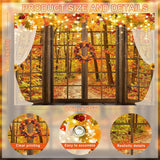 Fall Wooden Window Backdrop, Maple Pumpkin Sunflower Photography Prop (7x5FT)