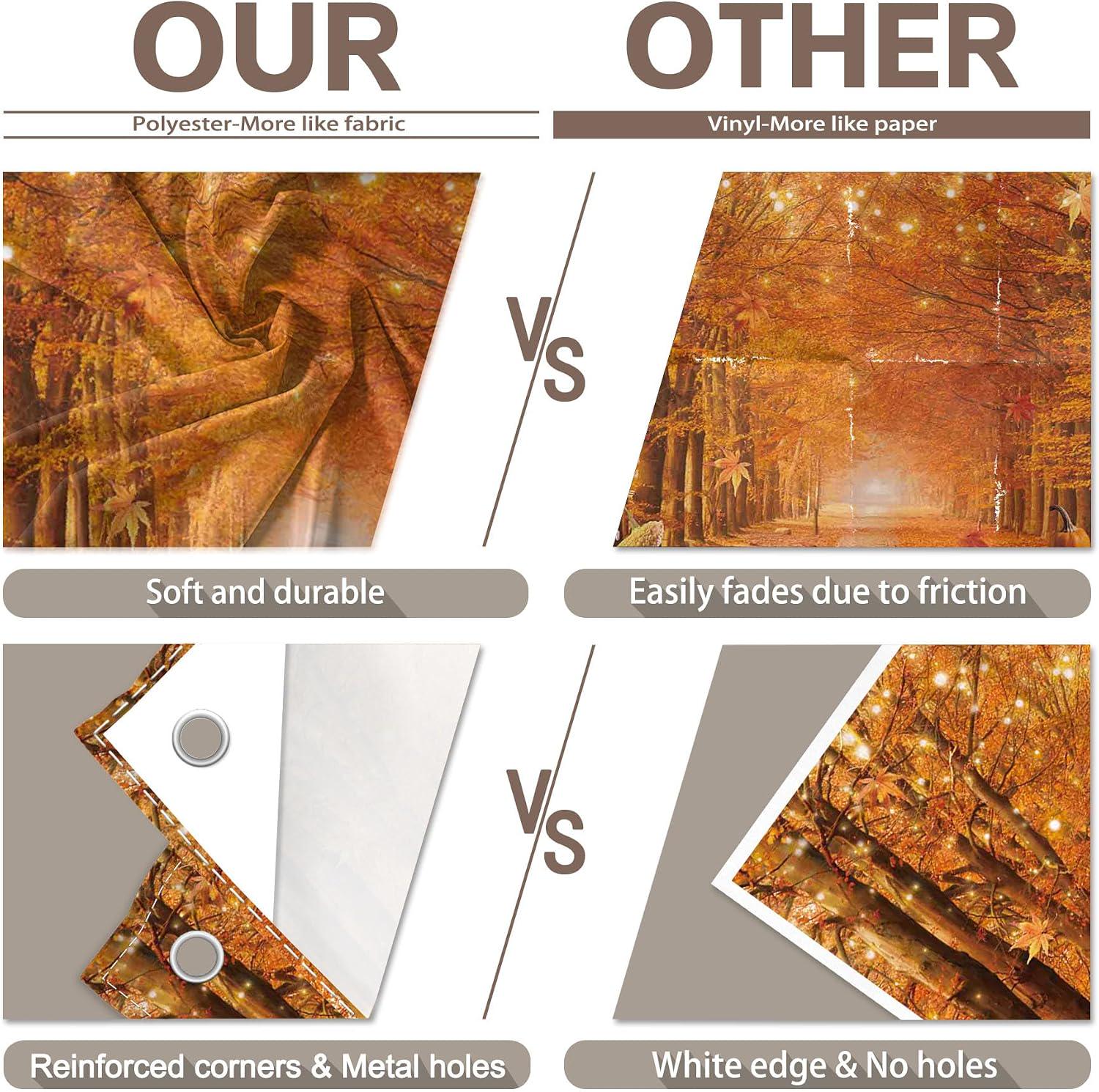 Fall Thanksgiving Backdrop, Autumn Maple Pumpkin Friendsgiving Banner (7x5FT)