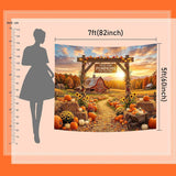 Fall Pumpkin Patch Backdrop, 7x5FT Polyester Photography Prop (Digital Print)