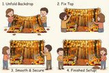7x5FT Autumn Forest Pumpkin Backdrop, Rustic Thanksgiving Photo Prop (Vinyl)