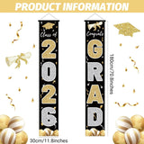 Class of 2026 Graduation Banner, Black & Gold Congrats Grad Porch Sign (72x12 Inch)